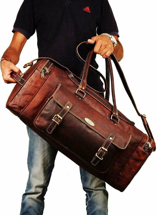 Extra Large Genuine Leather Travel Bag for Men