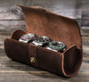Leather watch travel case for men 3 slot watch roll organizer