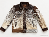 Hair On Cowhide Jacket in Tricolor Brown White Western Style