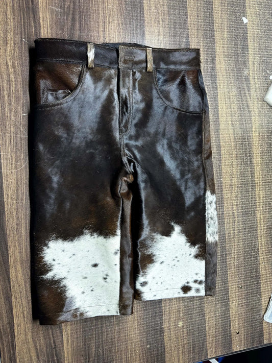 men cowhide shorts western hair on hide