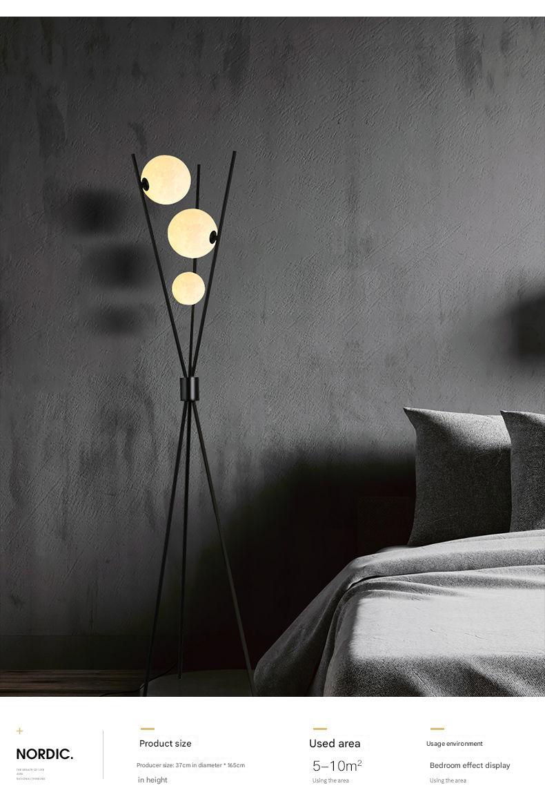 Nordic tripod moon globe floor lamp warm ambient lighting