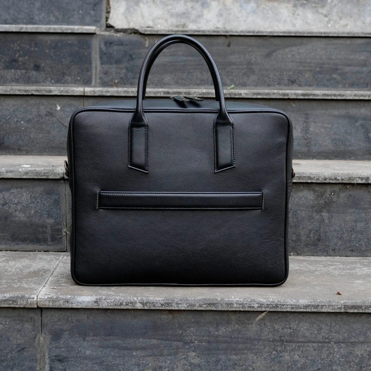 Leather Briefcase With Trolley Sleeve Laptop Travel Work Bag