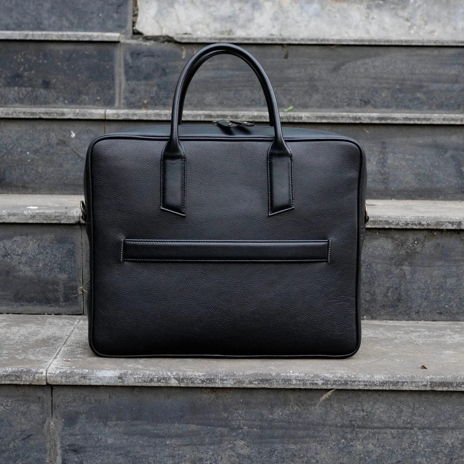 Leather Briefcase With Trolley Sleeve Laptop Travel Work Bag