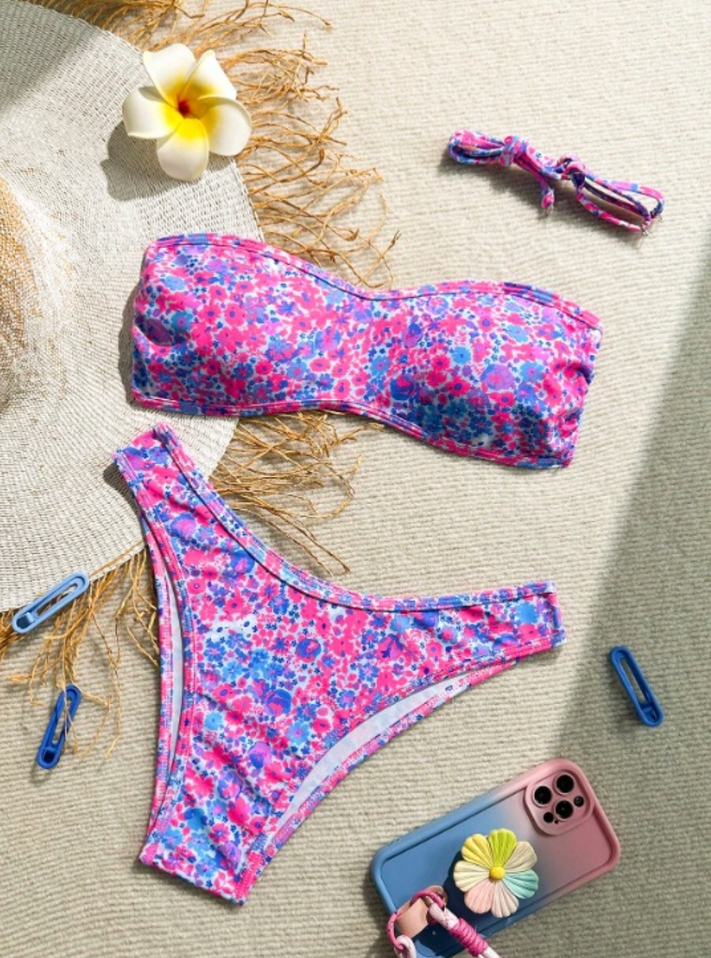 Floral bikini set adjustable strap swimwear 3 S