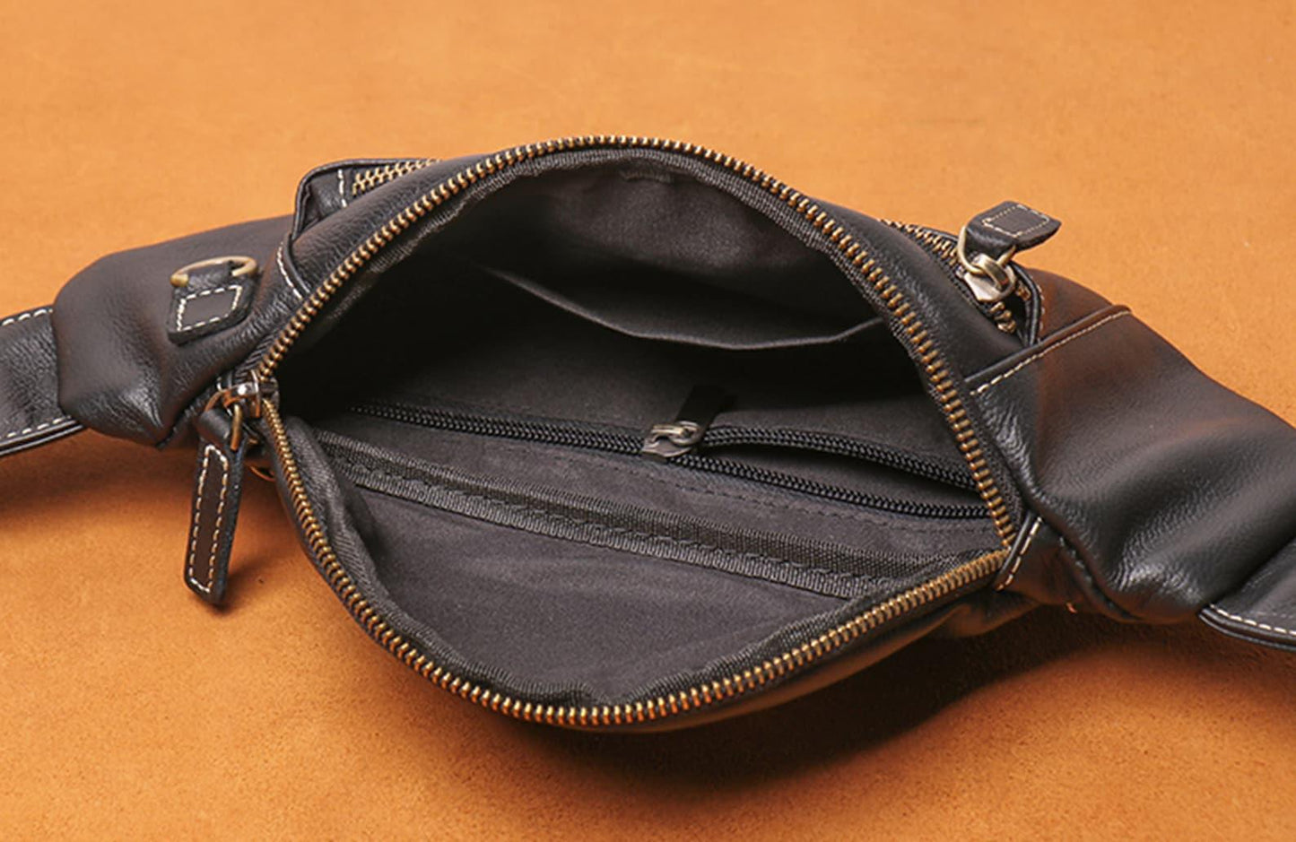 Mens Leather Sling Bag Black Crossbody Leather Sling Bag