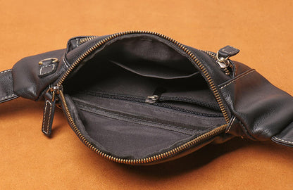 Mens Leather Sling Bag Black Crossbody Leather Sling Bag
