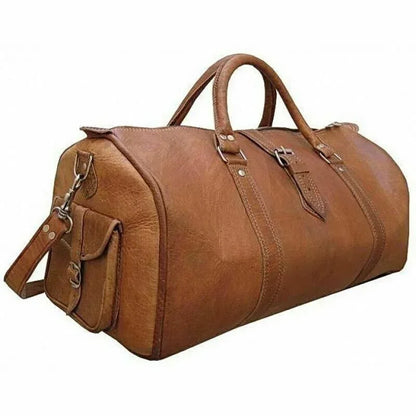 Vintage Leather Travel Bag 24 Inch Duffle Carry On