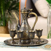 Antique bronze dragon phoenix wine serving set