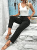 Women Tie Waist Leg Trousers