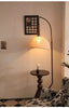retro wood floor lamp with side shelf lighting