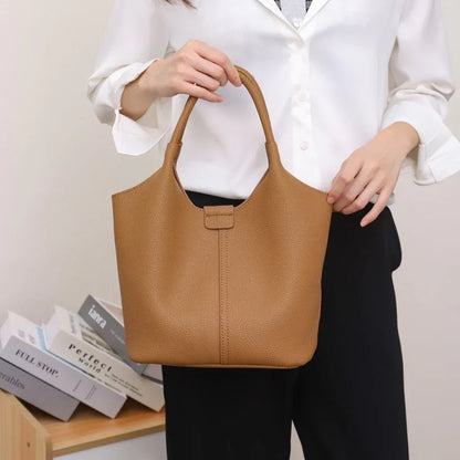Pebbled Leather Tote Bag with Detachable Crossbody Strap 2