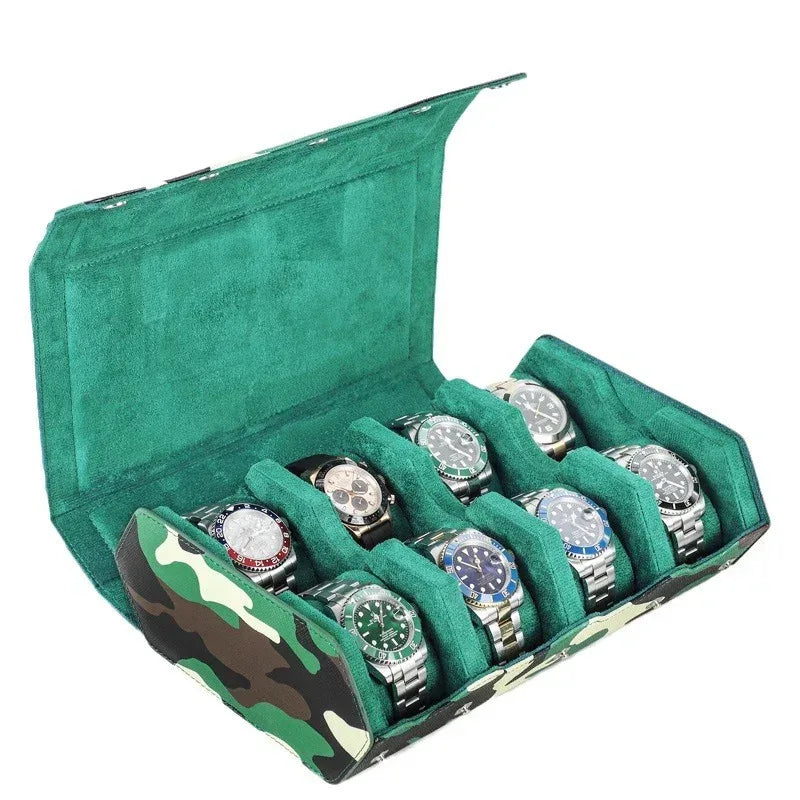 8 slot watch box for men leather travel watch case