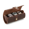 Leather watch travel case for men 3 slot watch roll organizer