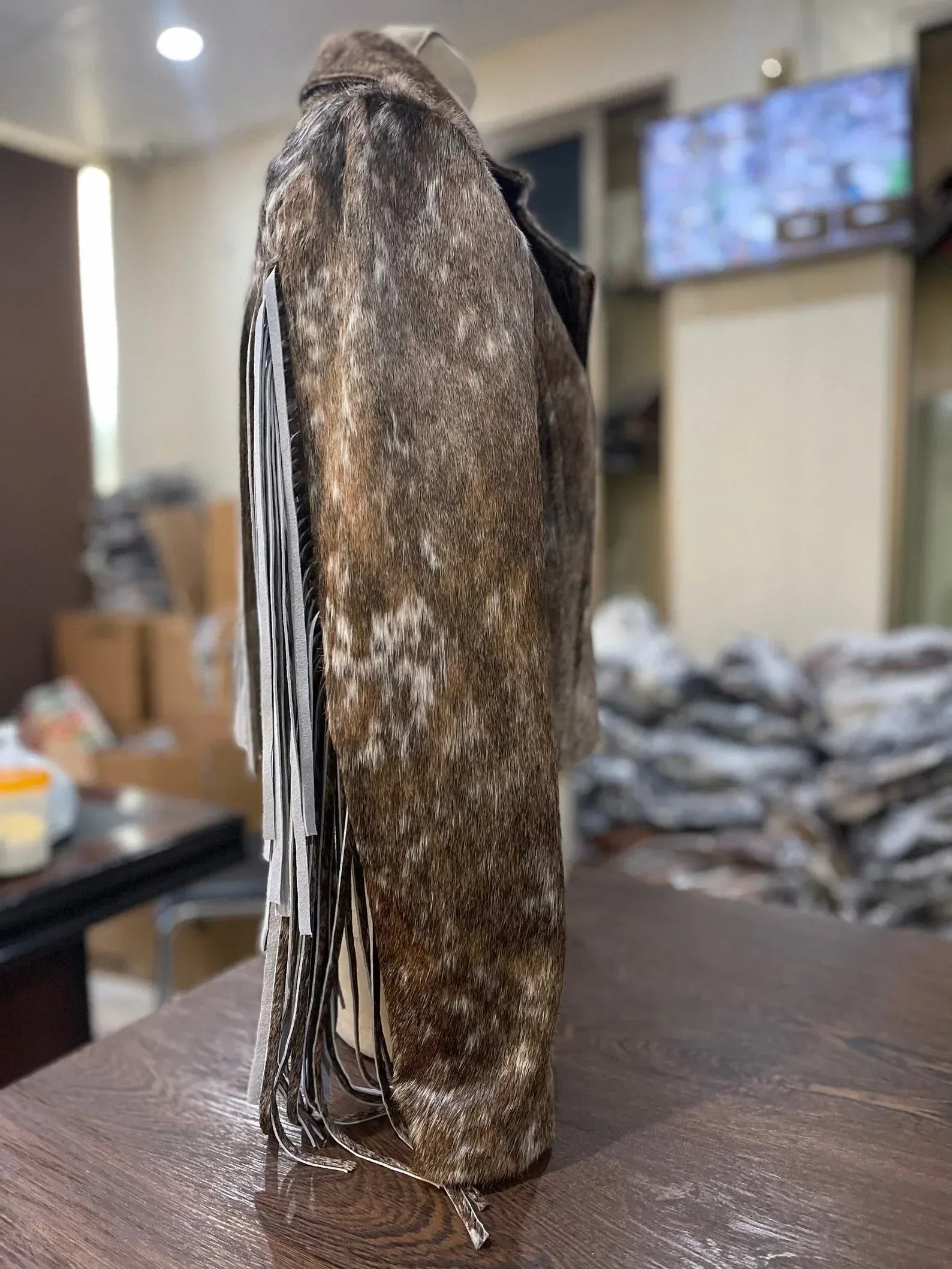 Real Cowhide Jacket Womens Tan Grey Hair On Hide Western Jacket