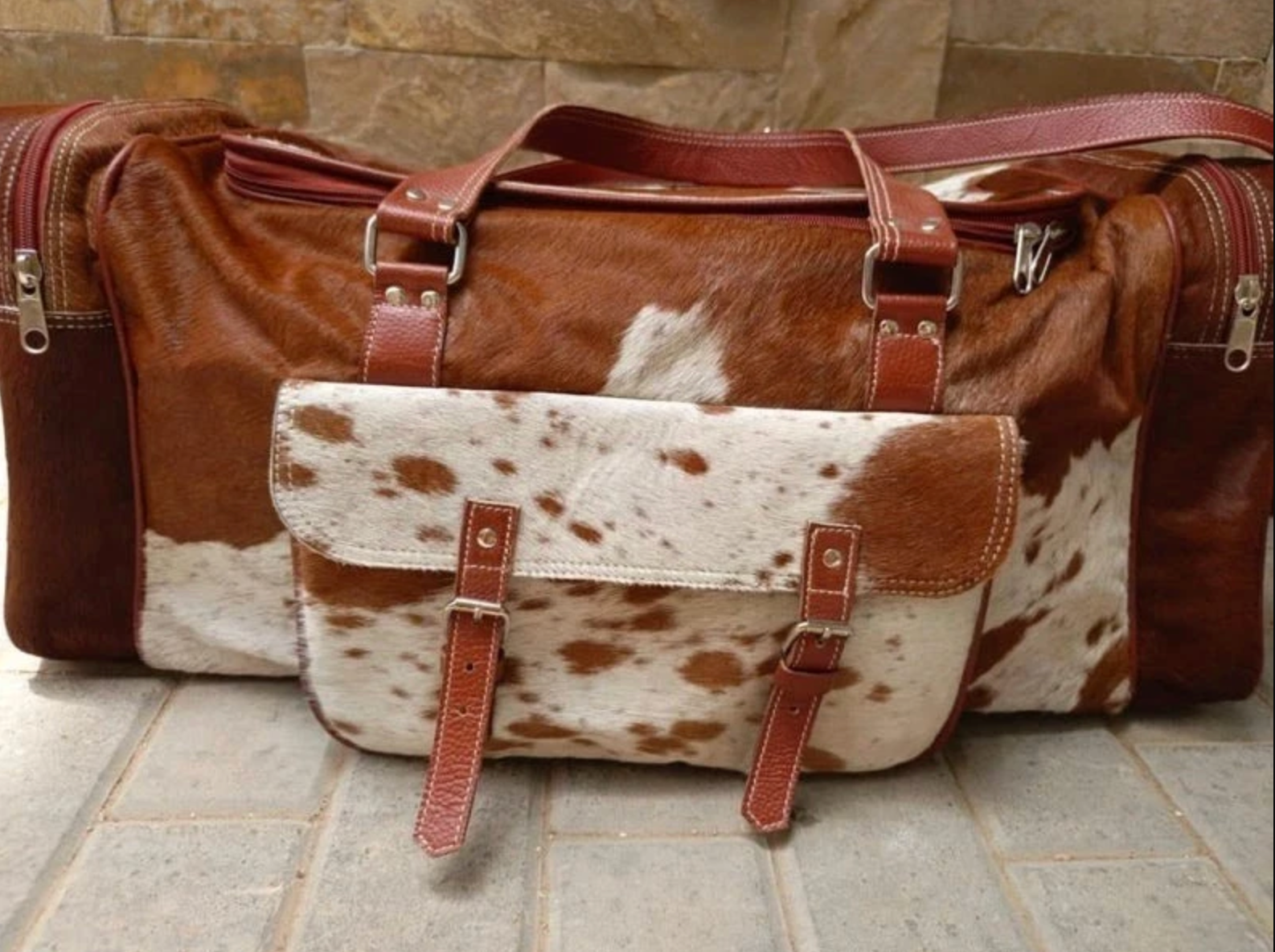 Cowhide Weekender Duffle Bag
