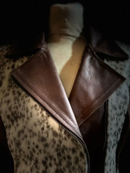 Real Cowhide Jacket Womens Hair On Hide Leather