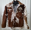 brown white cowhide jacket men western style