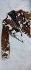 Women cowhide crop top hair on leather western jacket