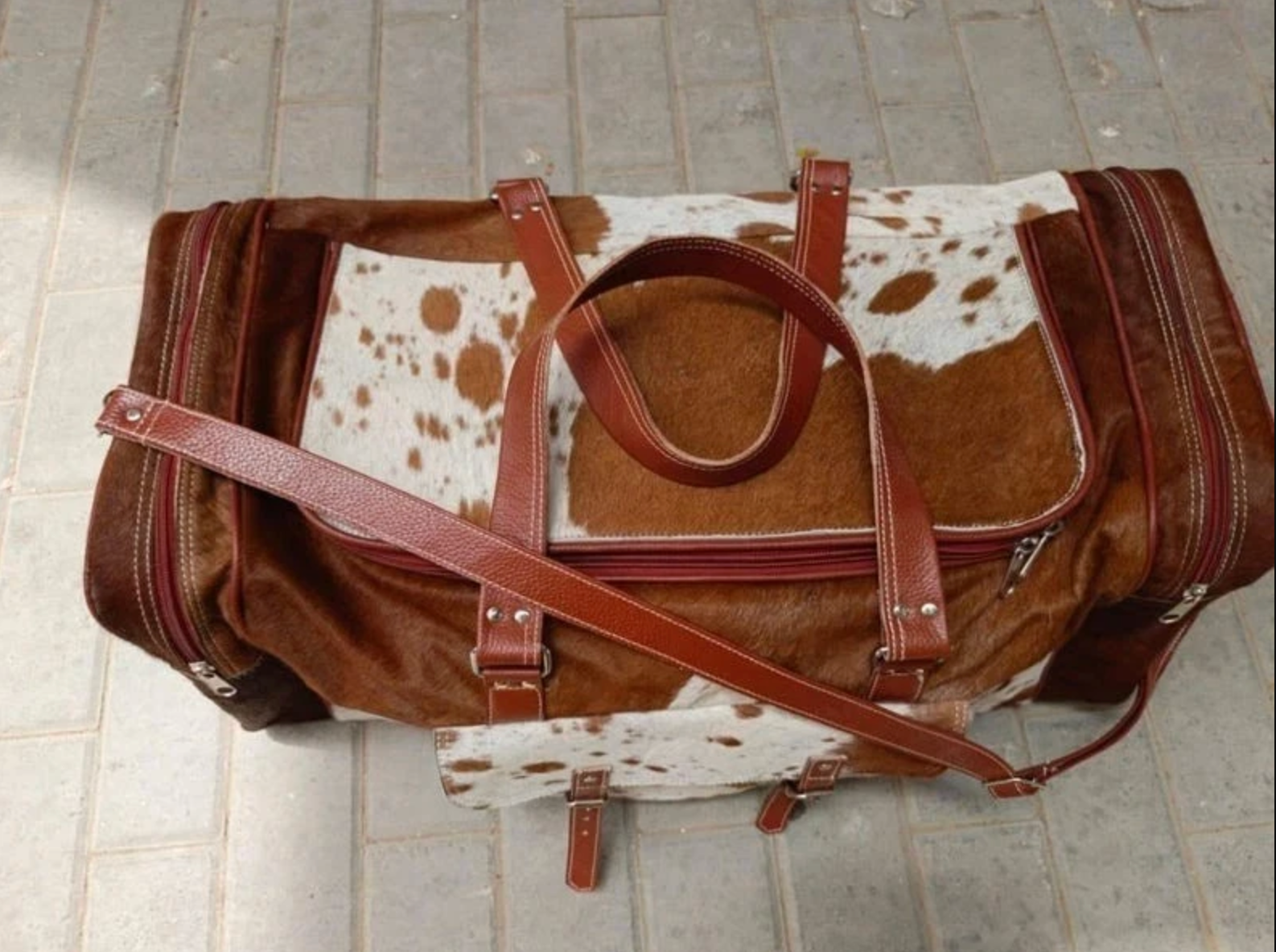 Cowhide Weekender Duffle Bag