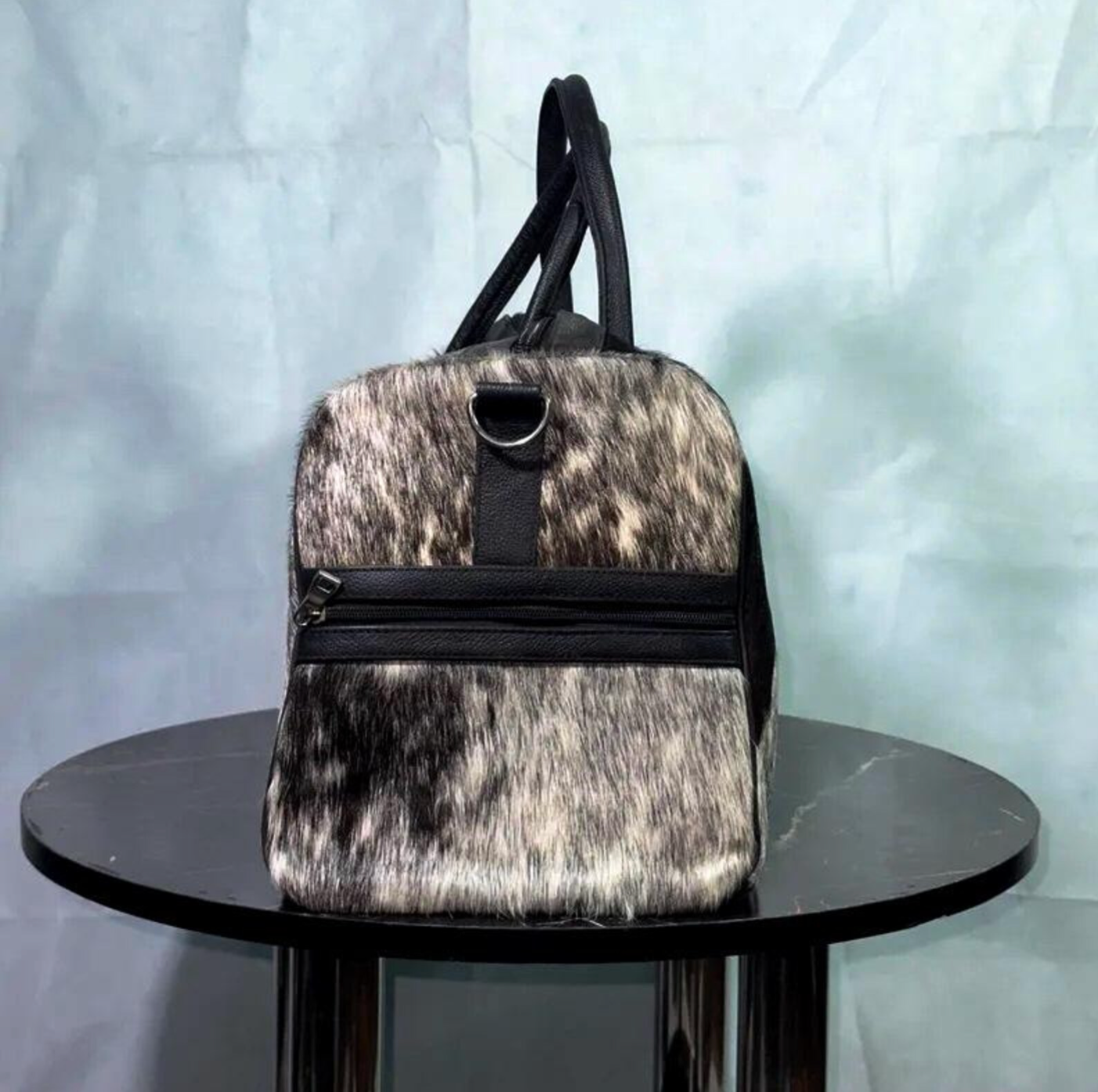 Cowhide travel duffle bag carryall