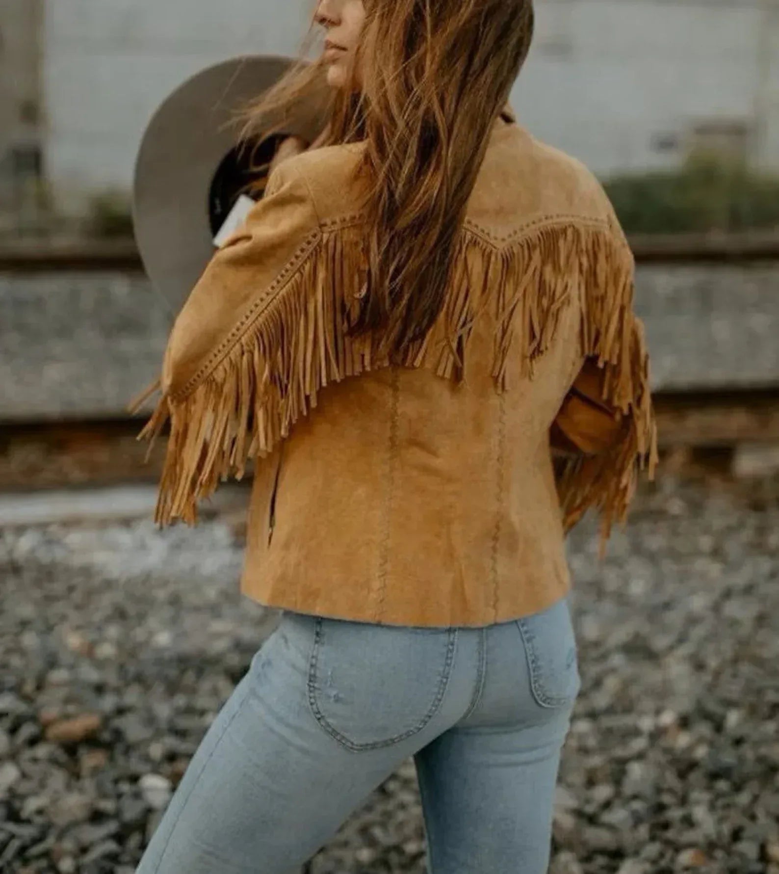 Suede Fringe Jacket Womens Western Leather Fringe Jacket
