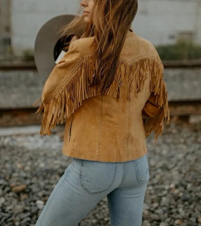 Suede Fringe Jacket Womens Western Leather Fringe Jacket
