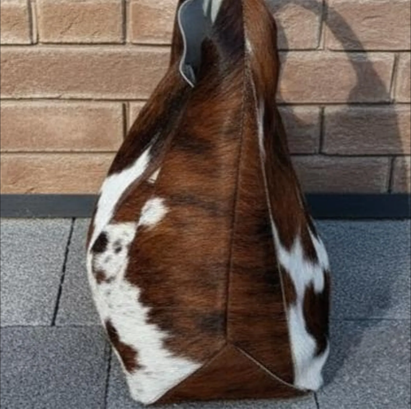 Brown white cowhide hobo shoulder bag for western daily use
