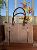 Suede Leather Tote for Women with Fringe Detailing