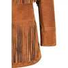 Brown suede fringe jacket women western style real suede