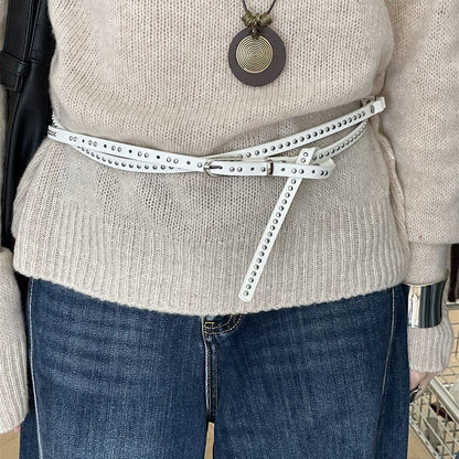 Double Layer Studded Belt for Women with Rivets