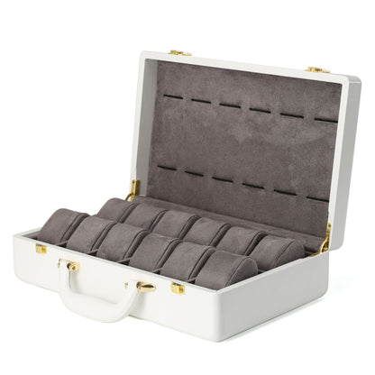 leather watch box brown storage with gold clasp