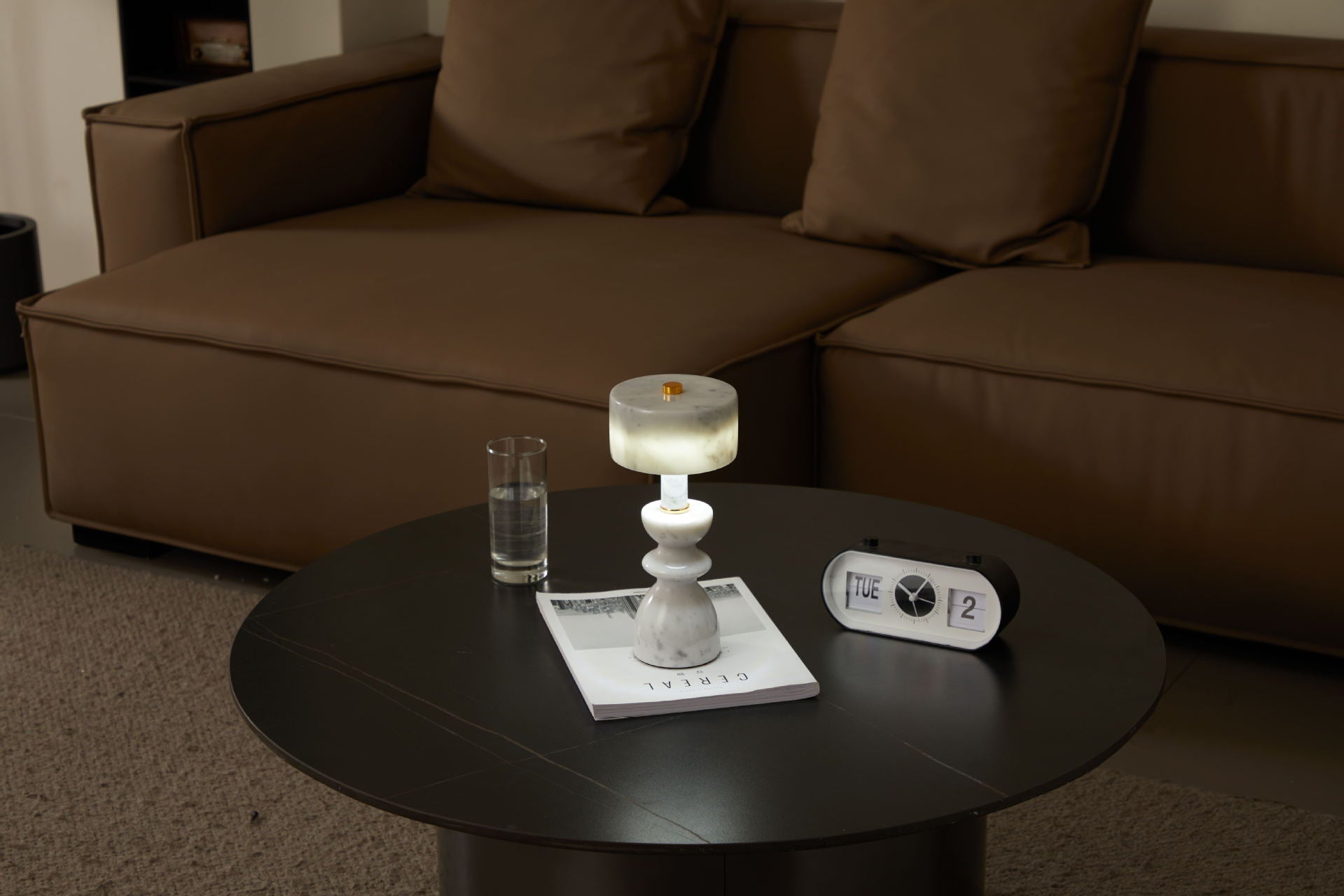Rechargeable marble touch table lamp White