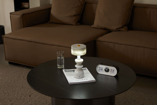 Rechargeable marble touch table lamp White