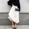 white balloon skirt high waist midi puffy flowy casual