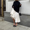 white balloon skirt high waist midi puffy flowy casual