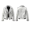 White Shearling Leather Jacket for Men with Fur