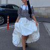 white balloon skirt high waist midi puffy flowy casual