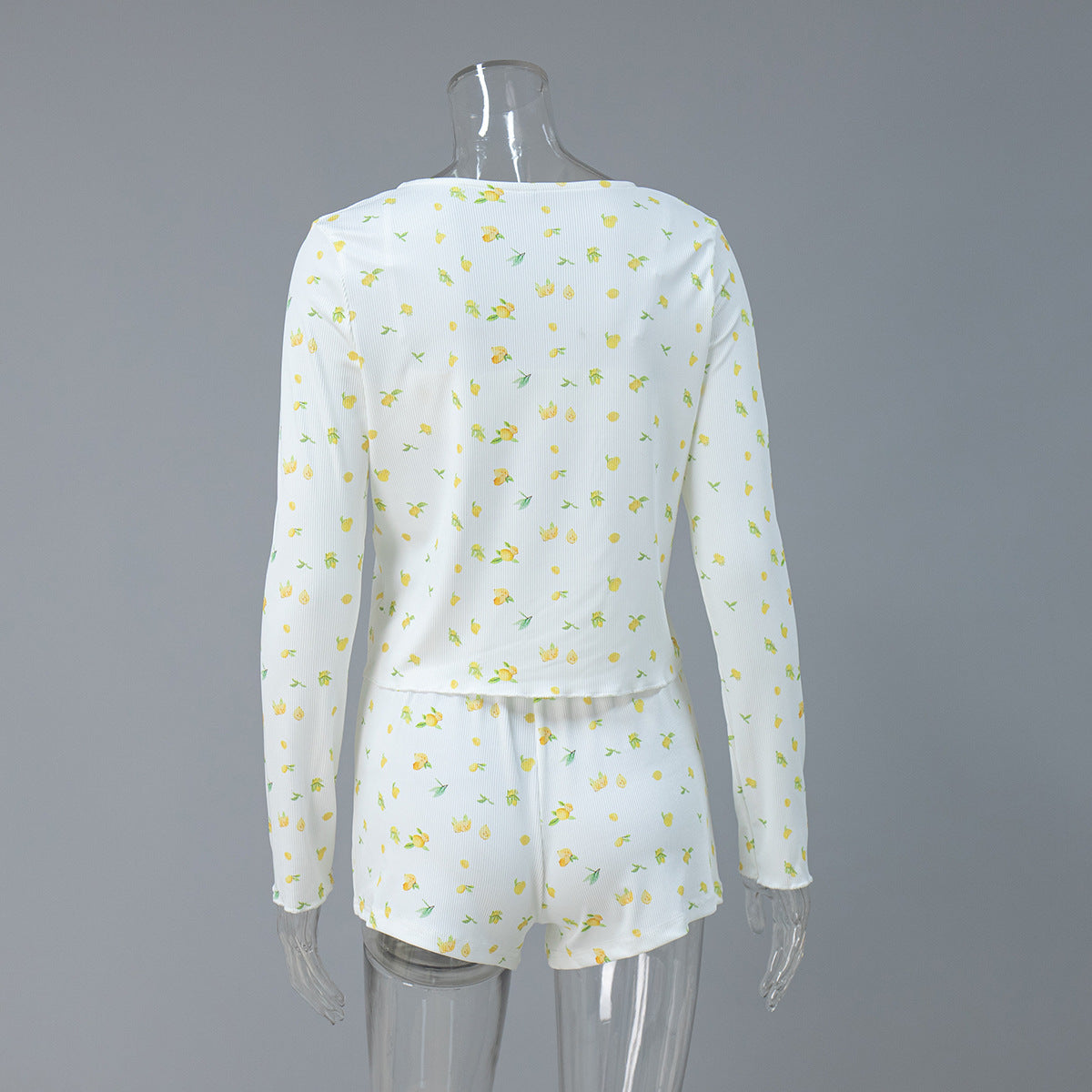 white floral ribbed lounge three piece set