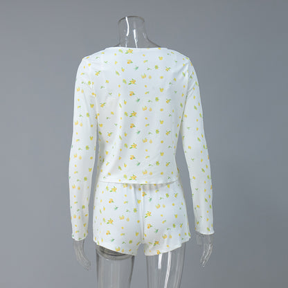 white floral ribbed lounge three piece set
