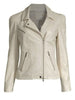 Women White Leather Biker Jacket Fitted Moto Womens