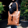 Leather Tote Bag With Outside Pockets for Women