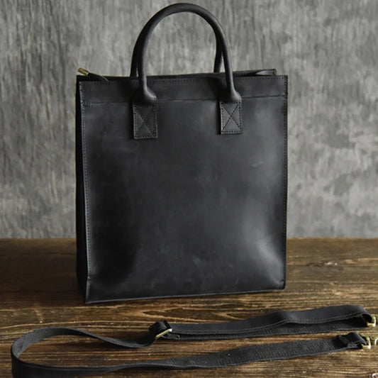 Cowhide Leather Tote Bag for Women With Compartments