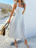 White Backless Maxi Sleeveless Halter Neck Wedding Dress