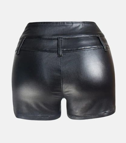 Black Leather Shorts for Women High Waist Fit