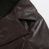 Womens Brown Leather Trench Coat Long Double Breasted