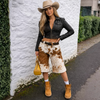 Hair on cowhide bermuda shorts western women