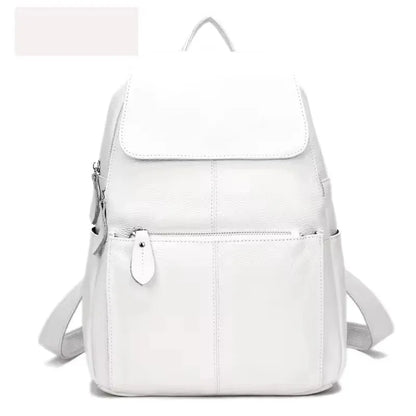 Genuine leather backpack women compact purse white