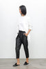 Women Brown Leather Pants Elastic Waist