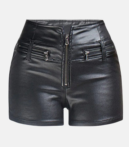 Black Leather Shorts for Women High Waist Fit