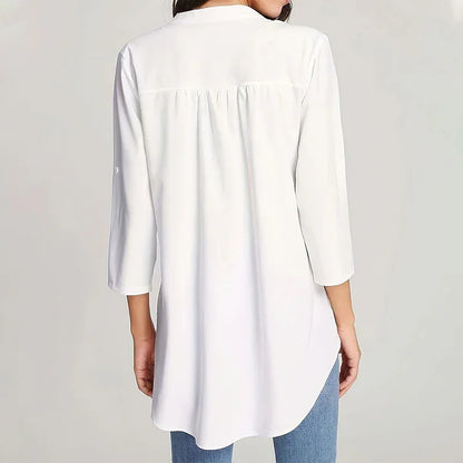 women long sleeve blouse Roll Tab Sleeve